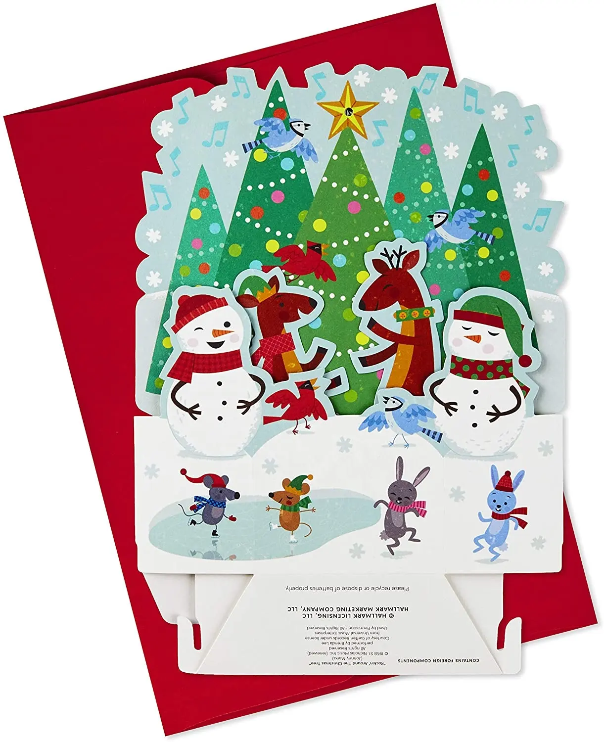 Amazon กระดาษขายร้อนสงสัยป๊อปอัพการ์ดคริสต์มาสพร้อมไฟและทรัพยากรโรงงานเพลงขายส่งการ์ดเพลงคริสต์มาส