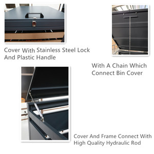 3-Door <strong>Garden</strong> Outdoor <strong>Storage</strong> Shed Waterproof Metal Waste <strong>Bin</strong> with Steel Cover for Furniture - Product Image 3