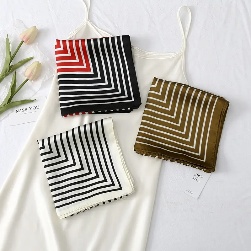 SENYU-bufandas cuadradas clásicas de seda de sarga para azafatas, venta al por mayor, 70x70