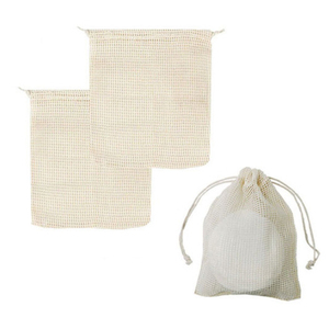 Eco-friendly Reusable Organic Cotton Mesh Produce <b>Bag</b> Drawstring Grocery <b>Net</b> <b>Bags</b> for Vegetable Fruit Food Kitchen - Product Image 4
