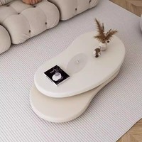 Table basse couleur crème durable pour petites maisons, mobilier de salon moderne au design sophistiqué et minimaliste