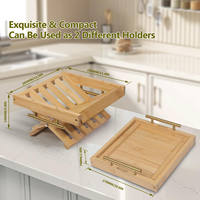 Natuurlijke Moderne Stijl Opvouwbare Fruit-En Voedselmand Met Handvat Bamboe En Hout Voor Thuis En Keuken Organizer Of Geschenkmand