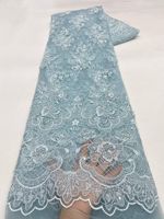 NI.AI Nouveau design Tissu en dentelle perlée florale 3D, Tissu en filet brodé, Dentelle à pompons