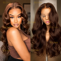 Perruque Remy Malaisienne Naturelle 13*4 Transparente HD Lace Frontale Chocolat Brun Ondulée Sans Colle Perruques de Cheveux Humains avec Dentelle Frontale Fournisseur
