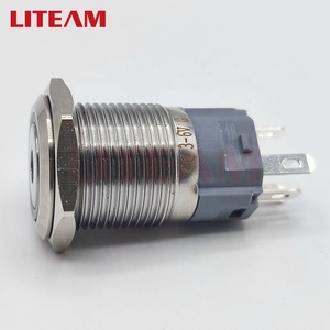 16mm Flat Round Head Waterproof On-off Momentary Ring+Dot Led Illuminated Metal Push Button Switch 3-6V Green Led Metal Switch - Product Image 3