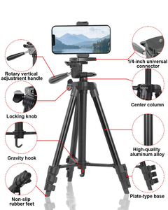 Aluminum Camera Phone Tripod Universal Tripod Smartphone Mount <b>Stand</b> with Carry Bag Remote <b>Control</b> - Product Image 4