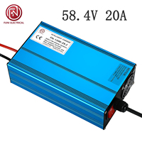 Chargeur de batterie LiFePO4 à courant élevé et charge rapide FUNELEC FN-1200-58.4V20A 58.4V 20A, tension et courant réglables pour scooter
