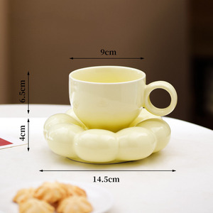Bộ cốc cà phê hoa hướng dương họa tiết thiên thần hoa văn hiện đại, tráng men ngọc trai, thuộc bộ sưu tập Macaron dễ thương, dùng để pha cà phê, trà. - Product Image 4