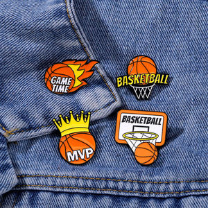 Sming Pins Basketball Mvp Emaille Pin Shooting Sport legierung Revers Abzeichen Back board Yellow Design Brosche - Product Image 1