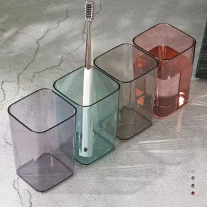 Gobelets en plastique pour couple, style nordique, transparents, carrés, faciles à nettoyer, pour brosses à dents et bain de bouche, pour la maison et les enfants - Product Image 1