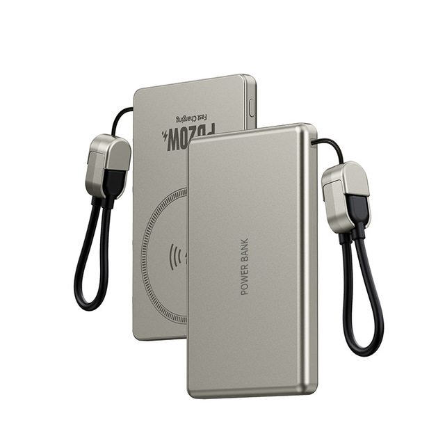 Ultra Thin Metal Magnetic Wireless Power Bank with Cable PD20W Fast Charging 10000mAh Compact Portable Power Bank