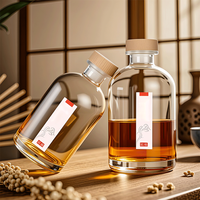 Bouteille en verre dépoli transparent 250ml 375ml 500ml, cylindre rond pour jus, boissons, vin, spiritueux, avec bouchon à vis ou bouchon en liège