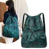 Sac à dos à cordon de serrage avec motif floral personnalisé, sac de sport d'extérieur, grande capacité, sac de maman, sac à dos de voyage léger