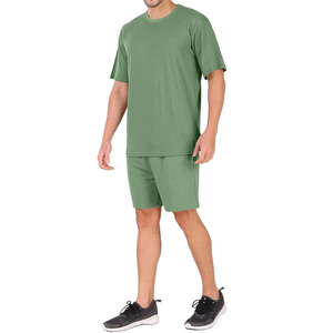 Men's Solid Green Cotton T-Shirt and Shorts <b>Set</b> O-Neck Short Sleeve Casual Summer Outfit High Quality Custom Men Summer <b>Twin</b> <b>Set</b> - Product Image 4