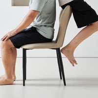 Chaise de salle à manger moderne, légère, de luxe, haut de gamme, avec dossier, en cuir, structure métallique, tabouret, chaises de salle à manger pour usage domestique