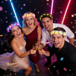 LED Light up Flower Wreath Glow Garland Hairband LED Hawaiian Lei Headband Flower Crown Wreath Birthday Wedding Party Supplies - Product Image 6