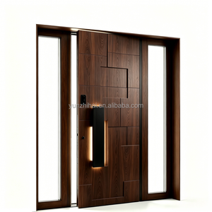 Porta <span class=keywords><strong>Esterna</strong></span> Moderna in Alluminio con Superficie Texturizzata e Luci Laterali in Vetro, <span class=keywords><strong>Apertura</strong></span> a Battente/Pivot per Uso Residenziale - Product Image 4
