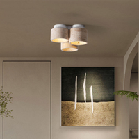 Vente directe d'usine, design minimaliste, luminaire de plafond en travertin, salon, lampe de plafond LED ronde en pierre jaune, simple et créative