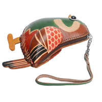 Porte-monnaie en cuir véritable fait main avec motif d'oiseau 3D, pochette zippée, porte-clés et dragonne, idéal pour un cadeau