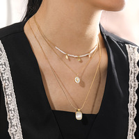 Collier superposé plaqué or 18 carats avec pendentif soleil, style bohème, perles d'amazonite naturelle, ras-de-cou empilable, bijoux de plage en pierre bleue pour femme