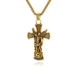 Archangel St. Michael <b>Cross</b> Pendant Stainless Steel Necklace Unisex Gift Jewelry - Product Image 1