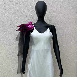 Épaulettes gothiques en plumes de poulet, faux col en tulle, châle de performance d'Halloween, ornement de gilet pour défilé - Product Image 3