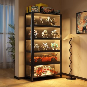 Three Arrows Figure Display <b>Case</b> Metal Floor-standing With Glass Doors For Toy Collection Storage 5-Tier Cabinet - Product Image 5