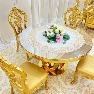 Mesa de Comedor Redonda para Eventos de Boda, Base Redonda de Acero Inoxidable, Mesa Redonda de Cristal Espejo, Mesa de Comedor de Lujo para Banquetes de Hotel - Product Image 3