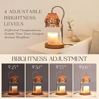 Lampe chauffe-bougie florale avec minuterie et variateur d'intensité, hauteur réglable - Lampe de table en bois et métal pour usage intérieur - Idéale pour anniversaire et nouvel emplacement