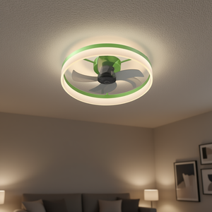 LED <b>Ceiling</b> Fan With <b>Light</b> Dimmable Green Embedded Flush Mount Modern Design 3 Blades DC Motor <b>Remote</b> <b>Control</b> Living Room - Product Image 2