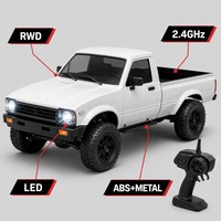 Mini camionnette RC 2,4 GHz télécommandée blanche classique ABS+Métal LED Échelle 1:10 Qualité Hobby Étanche Rechargeable Intérieur-Extérieur