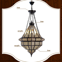 Lustre suspendu LED en fer forgé de style marocain pour la décoration intérieure, salle à manger, salon, mosquée