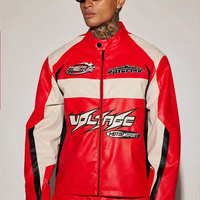 Veste de moto en cuir brodée pour homme, style urbain, avec logo personnalisé OEM/ODM, pour équipes de course F1, en coton décontracté