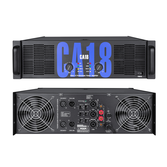 CA18 2*1000W Dual Channel Class H Professional Audio Power Amplifier 4 Ohm Metal for Club Show Performance Stage