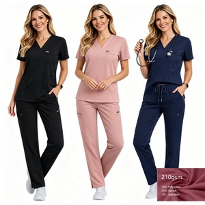 42384 Ropa de Trabajo de Invierno, Conjunto Quirúrgico al por Mayor, Uniforme para Quirófano, Uniforme Sanitario Color Café, Conjunto de Uniforme para Mujer - Product Image 1