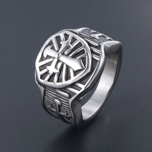 Vintage Cross Men's <b>Ring</b> Titanium Steel SA794 Gift Jewelry Geometric Design - Product Image 2