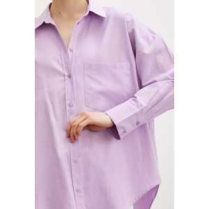 Camisa de Popelina Lila para Mujer, Corte Regular, con Botones, Estilo Minimalista para el Día a Día - Product Image 4