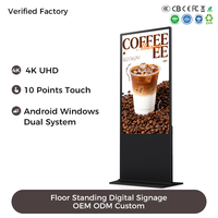 Pantalla Táctil Publicitaria de 43, 50, 55 y 65 Pulgadas, LCD Capacitiva, Vertical, de Pie, para Señalización Digital en Centros Comerciales