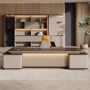 Escritorio ejecutivo en forma de L moderno de lujo, muebles de oficina de madera extensibles, juego de mesa para edificio de oficinas