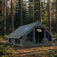 Tente gonflable haut de gamme améliorée de 12 m² en Oxford 300D, imperméable 3000 mm, 4 saisons, double porte, lanterneau, pour glamping familial et camping