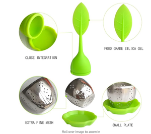 Infuseur de boule de thé <span class=keywords><strong>pop</strong></span> créatif en acier inoxydable avec poignée en silicone pour feuilles mobiles ou tisane - Product Image 6