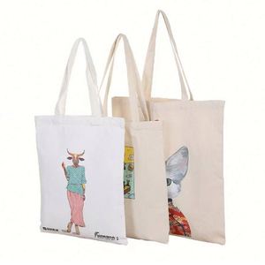 Custom Logo Printed Recyclable Plain Cotton Canvas Shopping Tote Bag - Product Image 2