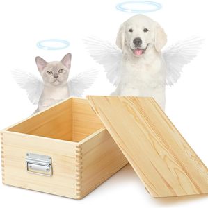 Sağlam Metal Mandalı ile Köpek Kedi Anıtı İçin Masif Çam Ahşap Evcil Hayvan Kremasyon Urnesi - Product Image 1