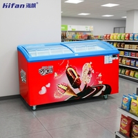 Congélateur commercial Hifan CE ETL CB avec porte vitrée, armoire à glace, réfrigérateur, congélateur profond économe en énergie pour magasin