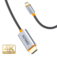 Câble convertisseur SOTAKO Type-C vers HDMI 4K HDTV compatible avec ordinateur portable/tablette/PS4/5, projecteur, ordinateur/moniteur, adaptateur C vers HDMI