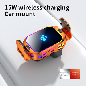 Nouveau support de chargeur de <span class=keywords><strong>voiture</strong></span> sans fil universel 15W, mini format, léger, multifonctionnel, avec rotation à 360° et lumière RGB lumineuse - Product Image 6