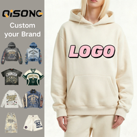 Sweat à capuche personnalisé pour homme, 100% coton, molleton épais de qualité supérieure, coupe oversize, streetwear, logo personnalisé, sweat à capuche à enfiler