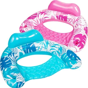 New Inflatable Pool Floats For Adults Swimming Relax Blow Up Pool Floating Chair 2 Pack Pool Chairs With Cup Holders