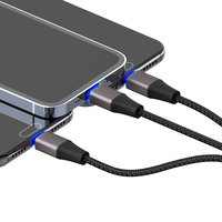 Kabel Data USB Multi-port 3 in 1 Somostel BW23 3.1A Pengisian Cepat Anti Putus dengan Konektor Lampu LED untuk Ponsel