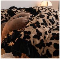 Ensemble de couette de luxe 3 pièces AOYATEX style léopard, chaud et confortable pour l'hiver